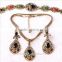 Colorful Resin Gem Water Drop Shape Jewelry Sets Fashion Wedding Vintage Necklace Earrings Bracelet