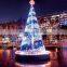 White outdoor lighted christmas trees