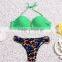 The new triangle split swimwear female steel prop gather wholesale sexy floral bikini