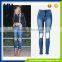 Popular in Euramerica fringed waist Slim leg opening hole stretch feet jeans trousers