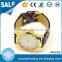 Promotional lady popular gold plating shining pu strap china made watch