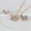 Fashion Lovely Elegant Butterfly Shining Gold Plated Rhinestone Necklace Stud Earring Bracelet Ring Set for Women Wedding Jewelr