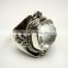 Crystal Quartz Facet 925 Sterling Silver Ring, Checker Cut White Gemstone Ring, Designer Oxidized Silver Handmade Jewellery