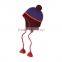 China mainland cap factory custom OEM best selling good quality earflap soft pompon knitted baby hats wholesale