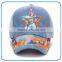 Wholsale sequins star casquette washing cotton denim children hats 5panel adjustable baseball cap for kids