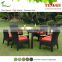 4 people rattan wood dining chair rattan wood table