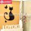 Wall hanging home decorative wall mounted clock new diy design lovely cat shape wooden wall clock