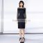 Pleat office lady slim free size lace splicing long dress