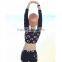 Blue three pieces long sleeve print girl women swimming jammer sets