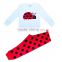 Ladybird pattern plain cotton custom printed pajamas for children