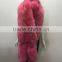 YR852 Genuine Fox Fur Shawl with Tail Hot pink Real Fur Poncho~Any color can be customize