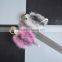 SJ798 Animal fur keychain colorful Hedgehog plush key chain car pom pom bag keychains korean