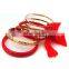 6ps/set Fashion Bohemian Delicate Rhinestone Ribbon Woven Women's Metal Bangle