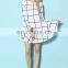 women long sleeve white plaid chic grid flare party dress