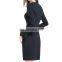 Black lace trumpet sleeves ladies day dress elegant office ladies dresses