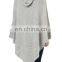 Classical Gray Jersey long sleeve Solid Ladies Hood Poncho