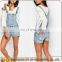 American Europe Style Denim Short Overalls Button Placket Jumpsuits Adjustable Clasp Front Straps for Wholesales