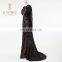 Newest Fashion Lace Black Long Sleeves Theath Evening Dresses 2016 Key Hole Front Side Split Sexy Prom Dresses