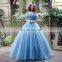 Glamorous Off-Shoulder Lace-Up Organza Ice Blue Prom Dresses Blue Princess Prom Dresses SQS037