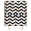I@home Modern Bathroom Polyester Black and White Stripe Shower Curtain and Rug Set Print