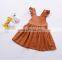 2020 new Hot sell 1-4T Summer baby girl solid brown dress baby bow backless sleeveless pleated dress