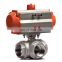3 Way Thread  L/T Type 304 Stainless Steel Pneumatic Actuator Ball Valve