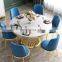 modern luxury 6 seater stainless steel marble dinning table