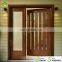 Walnut wood framed commercial main door designs double glass doors