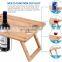 Portable Wine Picnic Table Foldable Bamboo Snack Table with Wine Bottle holder for Concerts at Park Beach
