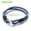 Topearl Jewelry Blue Double Strand Braided Rope Stainless Steel Clasp Bracelet MEB168