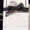 Simple Card Black Ribbon Lace Doc Wedding Invitation Card Guangzhou