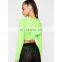 Neon Green gym workout top custom logo printed ladies crop top pullover cotton sexy ladies plain sweatshirts hoodies for women