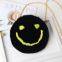 029Autumn/Winter plush bag Round smiley bag One shoulder oblique cross bag Cute girl purse handbag imitation fur