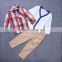Spring & autumn new arrivals england style boy handsome blouse +pure cotton cardigan+matching pants three piece sets