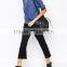 denim double-breasted women blouse short sleeves women blouse OEM service
