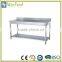Square tube work table with backsplash kitchen fish cleaning stainless steel worktable