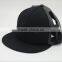 2014 cool black 5panel front cotton back leather blank baseball cap