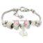 New Arrive European Charm Bead Bracelets Flower Dangle Handmade Bracelet