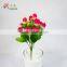 9 heads artificial rose bud with red color small rose bush