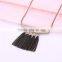 Vintage Fashion Boho Punk Style Real Rose Gold Plated 5 Long Tassel Pendant Statement Necklace Jewelry for Women Girls                        
                                                Quality Choice