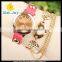newest stylish charming wrap leather with rhinestone pendant bracelet watch(WJ-3563)