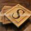 Handmade cheap square bamboo wooden coasters wood carved tea coaster drink coasters