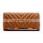 Customized belt wallet trendy style decorative metal and V-stitching flap women credit card wallet