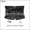Black Brocade Boned Corset Top Metal Clasps Closure Cord Lace Up Back Body Shaper Women Basque Embroidery Corsets
