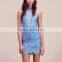 Floral patchwork appliqued mini halter sleevelsss slim fitted elegant dress