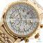 ORKINA Men's Stopwatch Chrono Golden Stainless Steel Casual Quartz Wrist Watch
