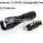 Aluminium alloy XML-T6 rechargeable zoom flashlight LED torch flashlight tactical flashlight