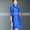 Women striated Polo neck casual pleated dresses