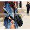 Spring new design european style women oversize hooded denim trench coat