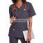 Unisex V-Neck Medical Scrub Top with Multi Pockets